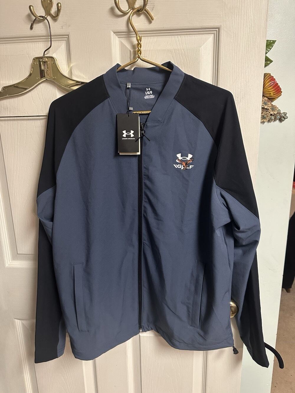 Under Armour Jacket Large Gray Loose Golf Bomber Water-Repellent NWT $100 46w